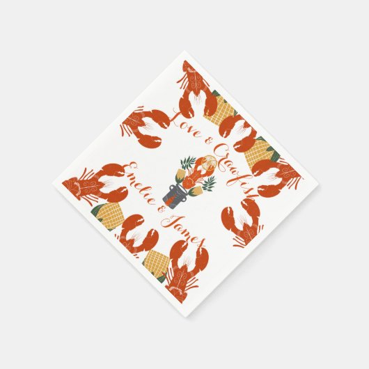 Kreeftenfeest Verlovingspartij - Liefde & Kreeft Servet (Hoek)