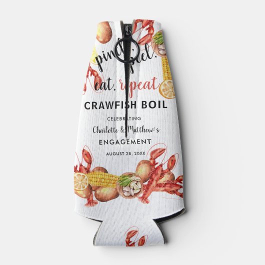 Kreeftenfeest voor koppels zomer verlovingsfeest flesjeskoeler (Achterkant)