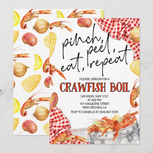 Kreeftengrill Feest Uitnodiging (Voorkant / Achterkant)