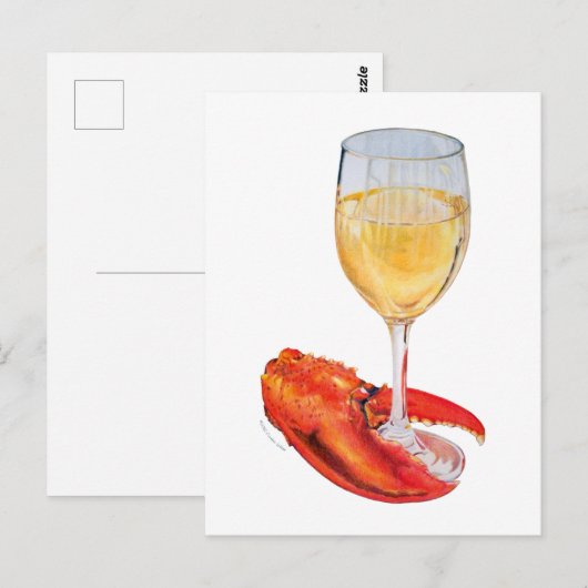 Kreeftenklauw en wijnglas briefkaart (Voorkant / Achterkant)