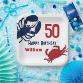 Kreeftenkrab Gelukkig Verjaardagsfeest Papieren Bordje (Feest)