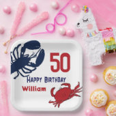 Kreeftenkrab Gelukkig Verjaardagsfeest Papieren Bordje (Feest)