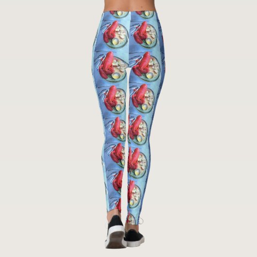 Kreeftenliefhebber blauw leggings (Achterkant)