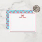 Kreeftenpatroon gepersonaliseerd notitiekaartje (Voorkant / Achterkant in situ)