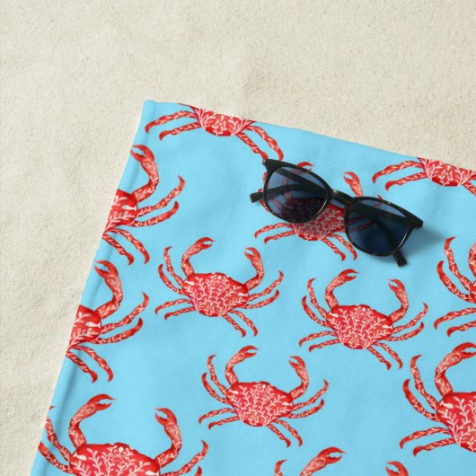 Kreeftenpatroon op Zee blauw gepersonaliseerd Strandlaken (In situ)