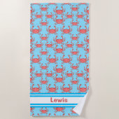 Kreeftenpatroon op Zee blauw gepersonaliseerd Strandlaken (Voorkant)