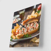 Kreeftenrol en aardappelchips vierkante klok (Hoek)