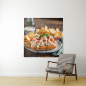Kreeftenrol en aardappelchips wandkleed (In situ)