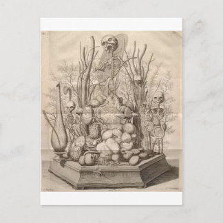 kreeftenskeletten, schedels en bomen briefkaart