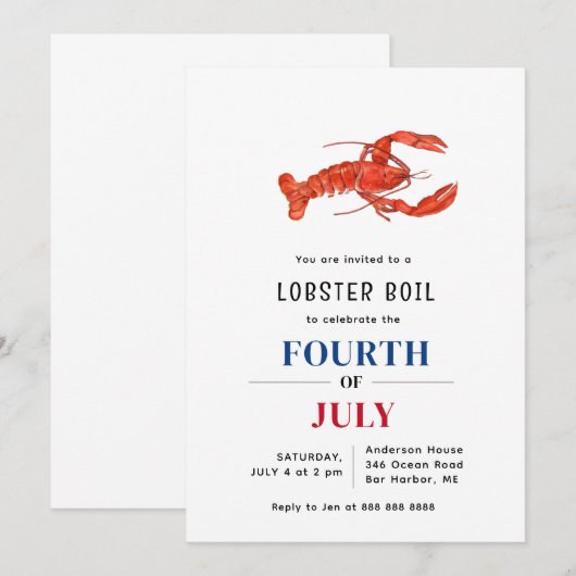 Kreeftensoep 4 juli feest  kaart (Voorkant / Achterkant)