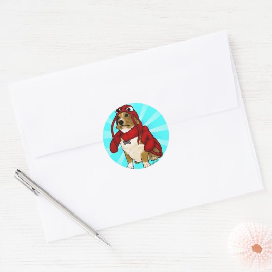 kreefthond ronde sticker (Envelop)