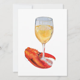 Kreeftklauw en wijn glas plat kaart