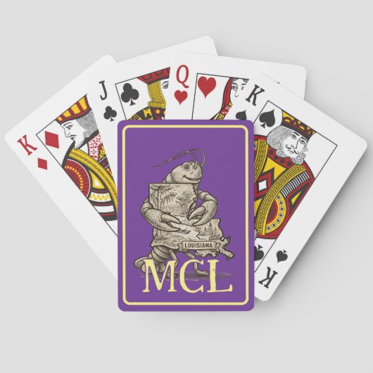 Kreeftliefde Louisiana Speelkaarten met Monogram (Achterkant)