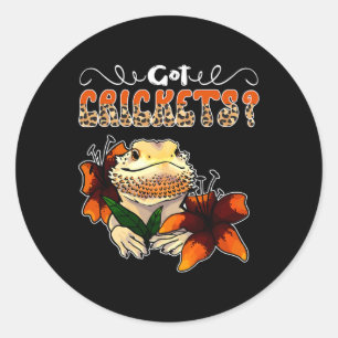 Kreeg Cricket Bloemen Schattige Baardagaam Reptiel Ronde Sticker