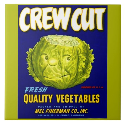 Kreeg Etiket van geknipte groentesekens Tegeltje (Voorkant)