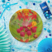 Kreeg je eigen mooie groene rode, gele bloemen papieren bordje (Feest)