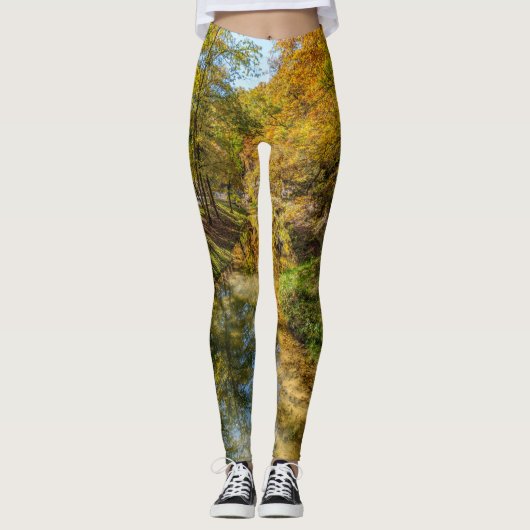 Kreek Herfstreflecties Verticaal Leggings (Voorkant)