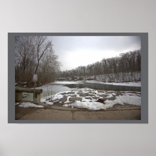 Kreek Winter Waterlandschap Poster (Voorkant)