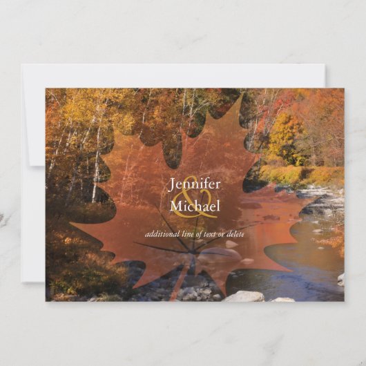 Kreekside bossen esple leaf herfstbruiloft kaart (Achterkant)