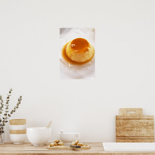 Kreemkaramelachtige pudding met karamel poster (Keuken)