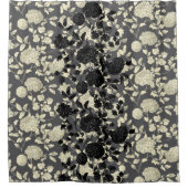 Kreep en zwarte Floral Douchegordijn (Voorkant)