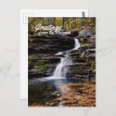 Kreet van de watervalscène in de herfst van Pocono Briefkaart (Voorkant / Achterkant)