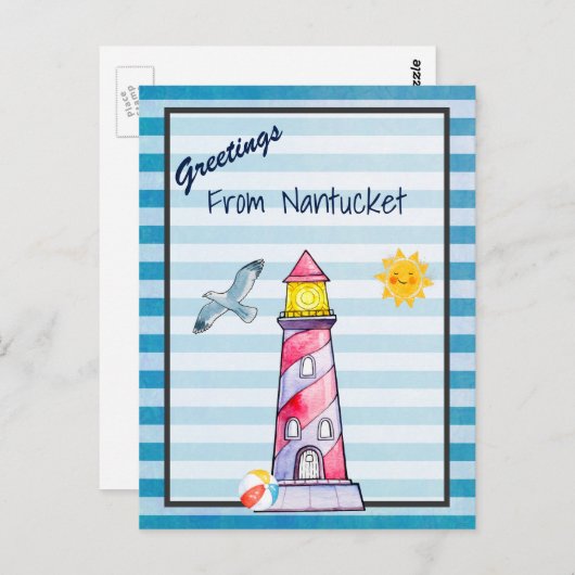 Kreet van vuurtoren van Nantuckets Briefkaart (Voorkant / Achterkant)