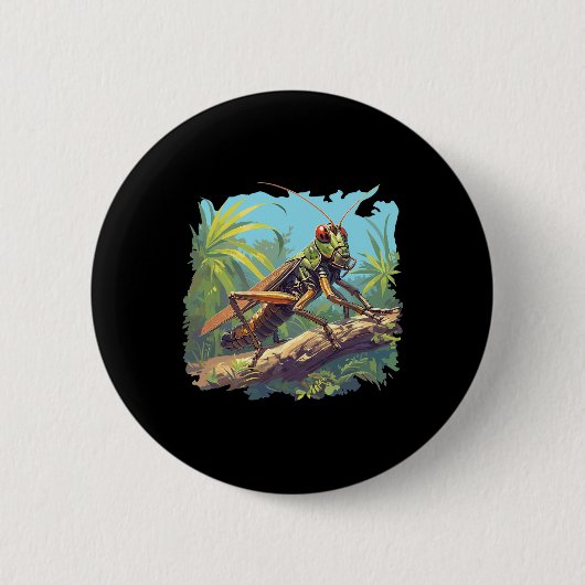 Krekels Dier Cricket 10 Ronde Button 5,7 Cm (Voorkant)
