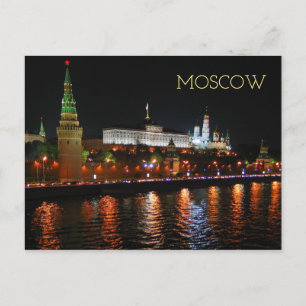 Kremlin Lights Reflecterend voor de rivier de Mosk Briefkaart