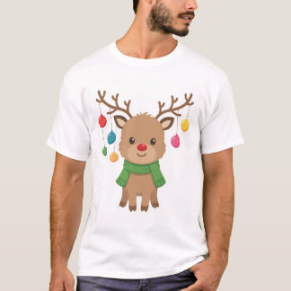 Krendelballen hangend aan rendiergewei t-shirt
