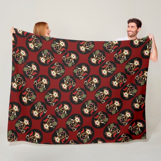 Krendierende herten versierd met kerst sok fleece deken (In situ)