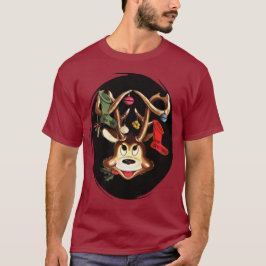 Krendierende herten versierd met kerst sok t-shirt