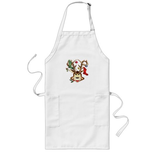 Krendierendeer Versierd Met Kerstornament Lang Schort (Voorkant)