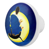 Krescent maan en zwarte kattenknobbels keramische knop (Rechts)