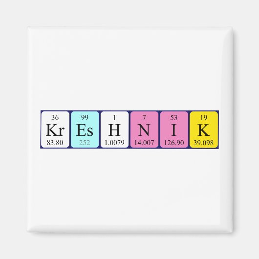 Kreshnik periodieke lijstnaam magnet (Voorkant)
