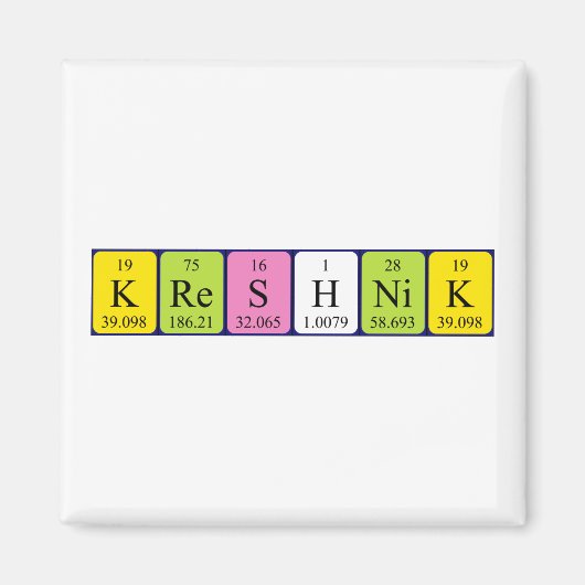 Kreshnik periodieke lijstnaam magnet (Voorkant)