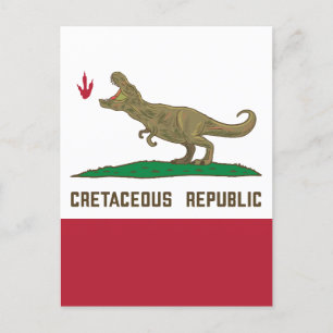 Kreta-achtige Republiek Californië Vlag T-rex Dino Briefkaart
