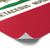 Kreta-achtige Republiek Californië Vlag T-rex Dino Poster (Hoek)