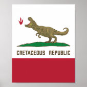 Kreta-achtige Republiek Californië Vlag T-rex Dino Poster (Voorkant)