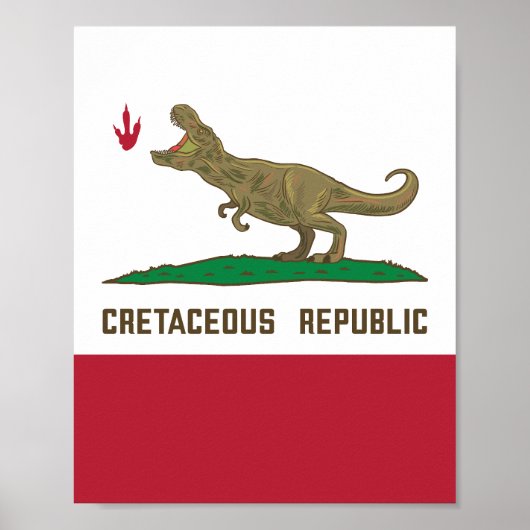 Kreta-achtige Republiek Californië Vlag T-rex Dino Poster (Voorkant)