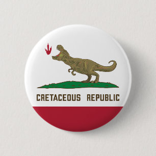 Kreta-achtige Republiek Californië Vlag T-rex Dino Ronde Button 5,7 Cm