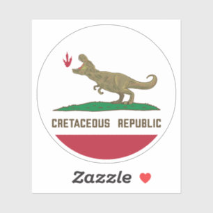 Kreta-achtige Republiek Californië Vlag T-rex Dino Sticker