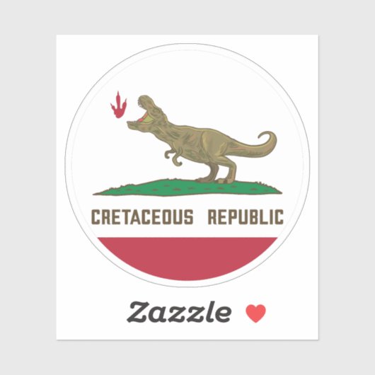 Kreta-achtige Republiek Californië Vlag T-rex Dino Sticker (Vel)