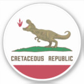 Kreta-achtige Republiek Californië Vlag T-rex Dino Sticker (Voorkant)
