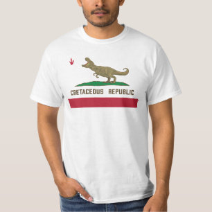 Kreta-achtige Republiek Californië Vlag T-rex Dino T-shirt
