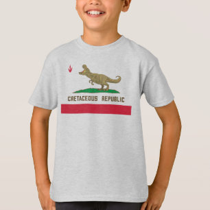 Kreta-achtige Republiek Californië Vlag T-rex Dino T-shirt