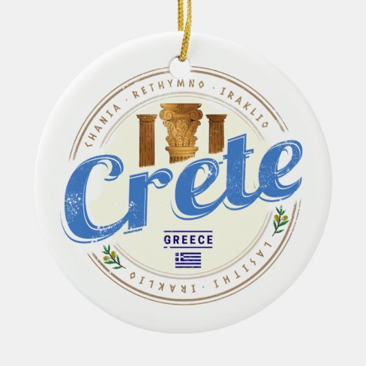 Kreta eiland Griekenland Retro  vakantie Souvenir Keramisch Ornament (Voorkant)