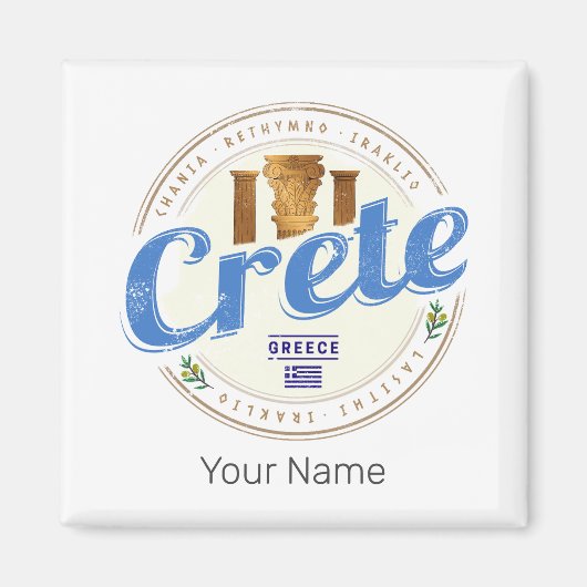 Kreta eiland Griekenland Retro  vakantie Souvenir Magneet (Voorkant)