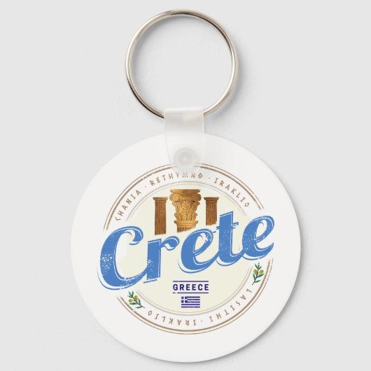 Kreta eiland Griekenland Retro  vakantie Souvenir Sleutelhanger (Voorkant)