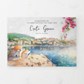 Kreta, Griekenland | Geïllustreerde bruiloft Drieluik Uitnodiging (Cover)